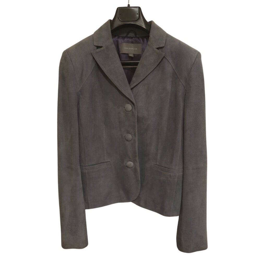 Ann Taylor Grey Leather Jacket Size 6